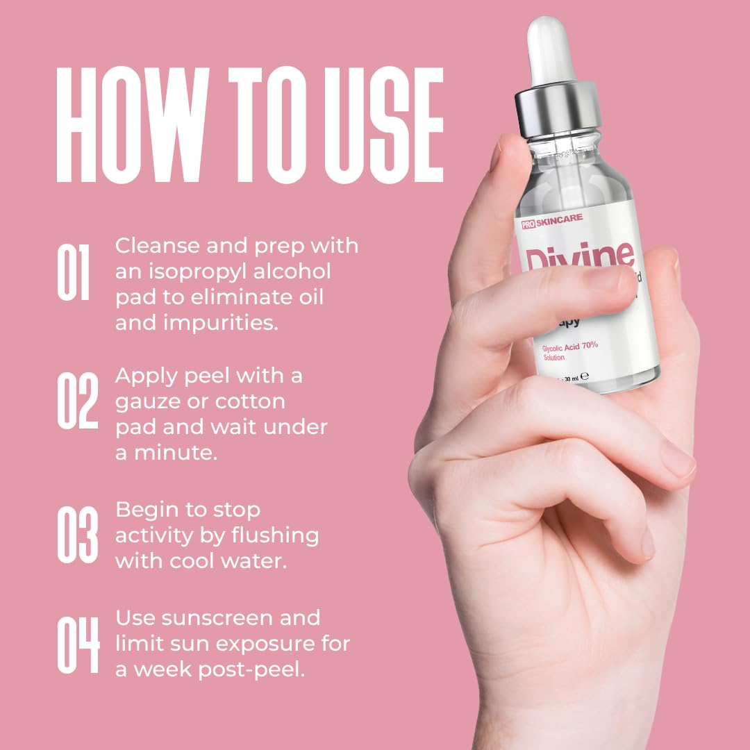 Glycolic Acid 70% Professional Peel – At-Home Alpha Hydroxy Face Peel for Acne Scars, Wrinkles, Fine Lines & Collagen Boost, Liquid Exfoliant Beauty & Personal Care Divine Derriere