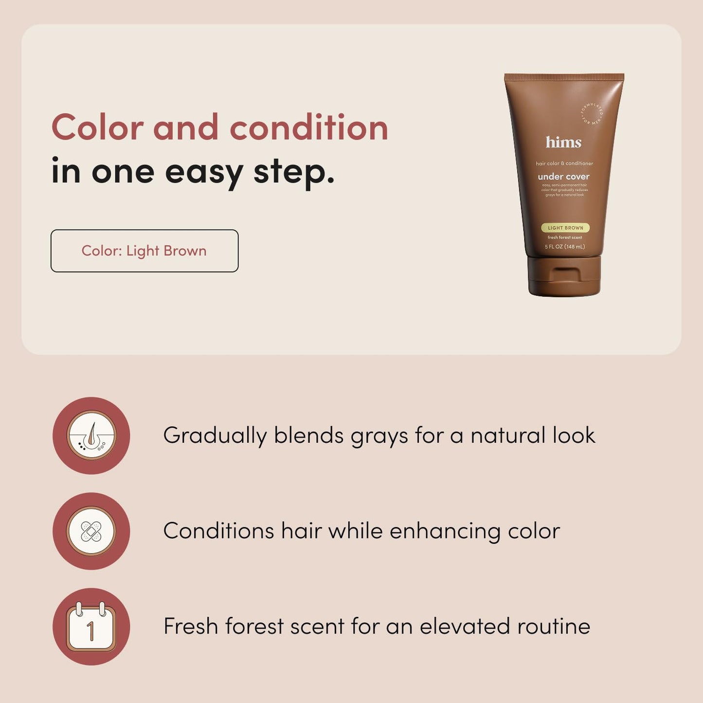 hims Under Cover Hair Color & Conditioner - With Argan Oil - Semi-Permanent In-Shower Hair Dye - Blends Grays Naturally - Sulfate-Free & Cruelty-Free Beauty & Personal Care HIMS & HERS