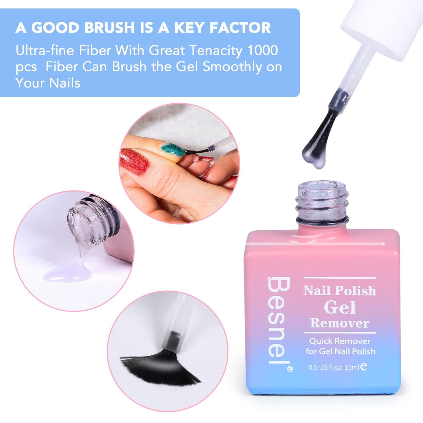 Gel Nail Polish Remover 5 Pack Professional Gel Polish Remover Non-Irritating Quick Easy,Nail Polish Gel Remover Tools Kit Nail File Cuticle Pusher Beauty & Personal Care BESNEL