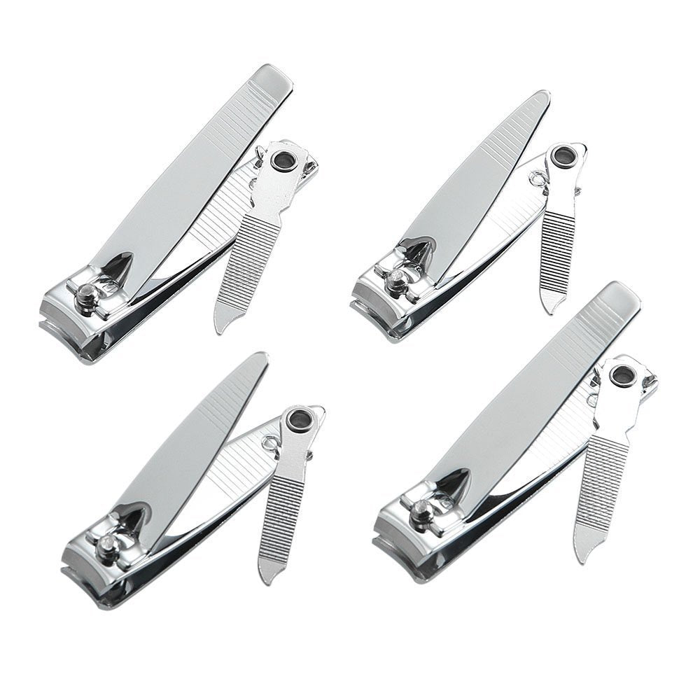 4 Pcs Nail Clippers for Fingernails and Tonenail by QLL - Swing Out Nail Cleaner/File - Sharpest Stainless Steel Clipper - Wide Easy Press Lever Beauty & Personal Care QLL