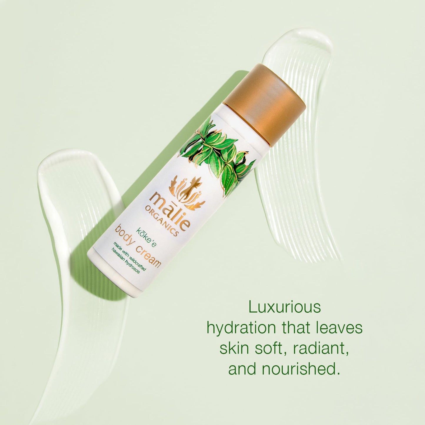 M?lie Organics Body Cream, K?ke‘e, 2.5 oz Travel Size, Deep Hydration Body Moisturizer with Coconut Oil + Kukui Nut Oil, Vegan Beauty & Personal Care Malie