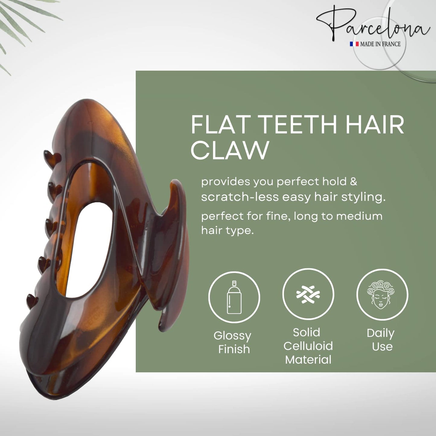 Parcelona French Ovale Medium 3.5 Inch Tortoise Shell Brown Celluloid Covered Spring Hair Claw Clip Clamp for Women Beauty & Personal Care Parcelona