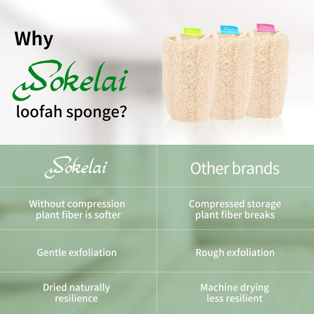 Natural Loofah Sponge - Exfoliating Body Scrubber for Shower Scrubbing, Organic Luffa Sponges, Egyptian Real Loofa, Bath Shower Puff for Bathing, Spa Beauty & Personal Care wokelai