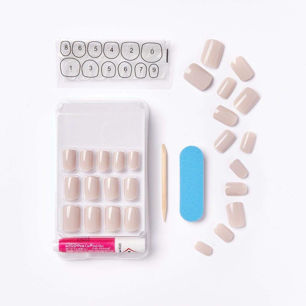 KISS Gel Fantasy Ready-to-Wear Press-On Gel Nails, “Here I Am”, Short, White, Nail Kit with 24 Mega Adhesive Tabs, Pink Gel Glue, Manicure Stick, Mini Beauty & Personal Care KISS