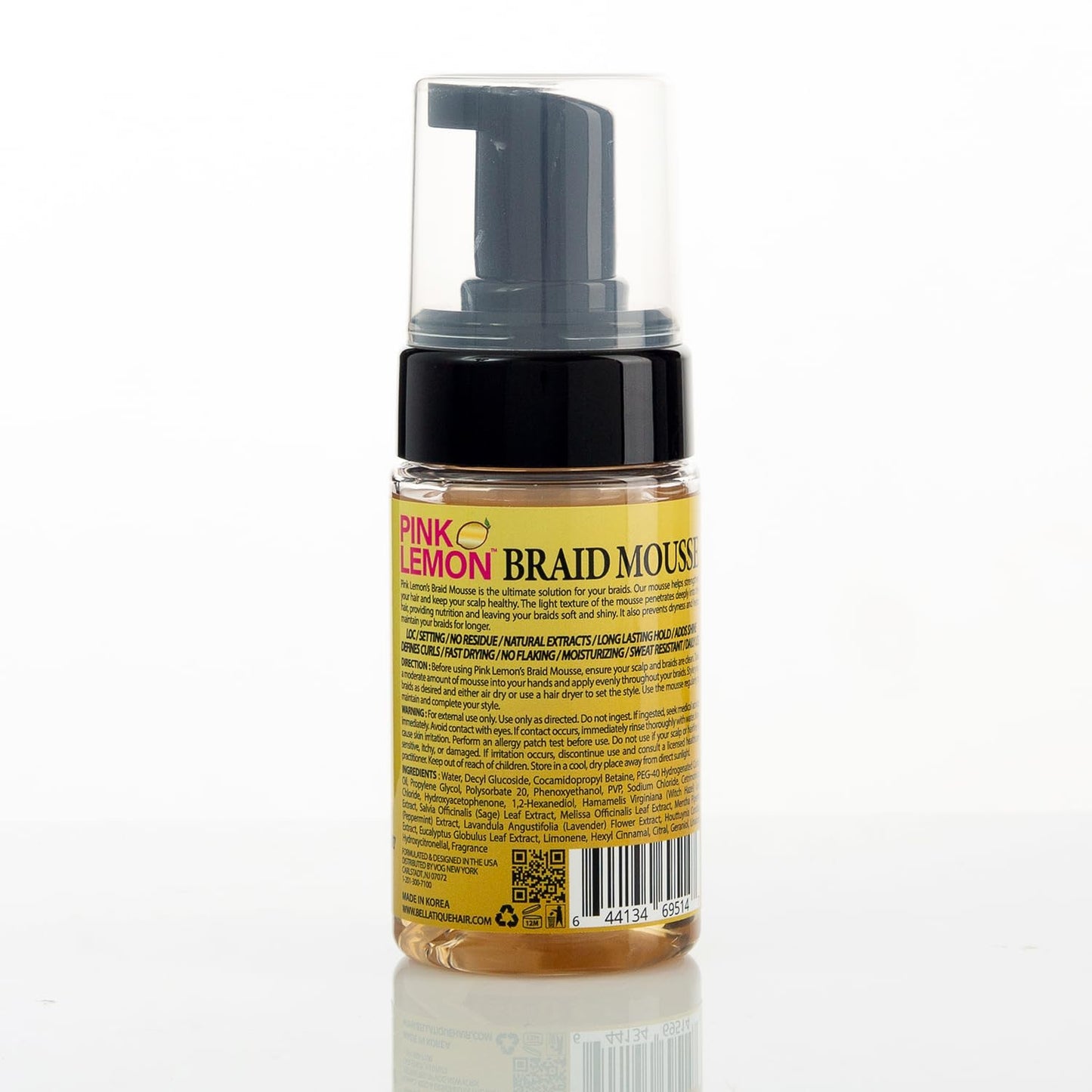 PINK LEMON Braid Mousse Foam Control for Loc and Cornrow Styling, 3.5 fl oz Beauty & Personal Care PINK LEMON