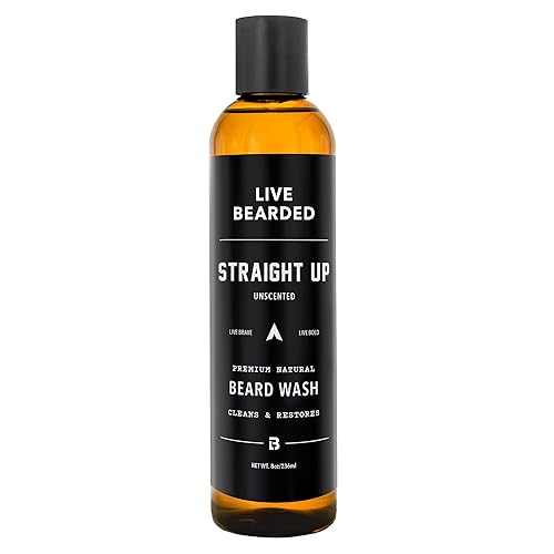 Live Bearded Beard Wash, 8 fl oz - Water-Based Face Cleanser with All-Natural Ingredients for a Gentle, Deep Clean - Made in the USA | Straight Up Beauty & Personal Care Live Bearded