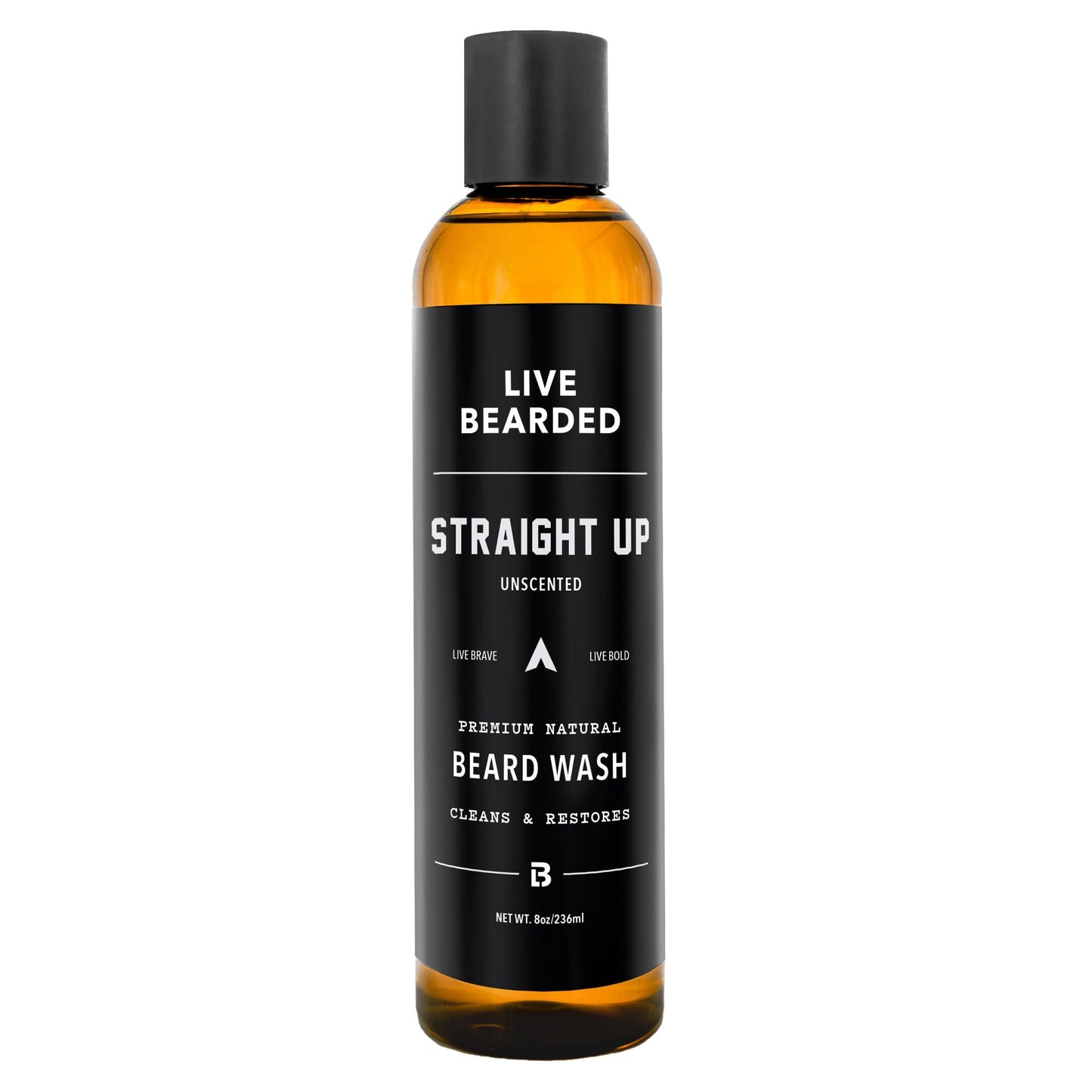Live Bearded Beard Wash, 8 fl oz - Water-Based Face Cleanser with All-Natural Ingredients for a Gentle, Deep Clean - Made in the USA | Straight Up Beauty & Personal Care Live Bearded