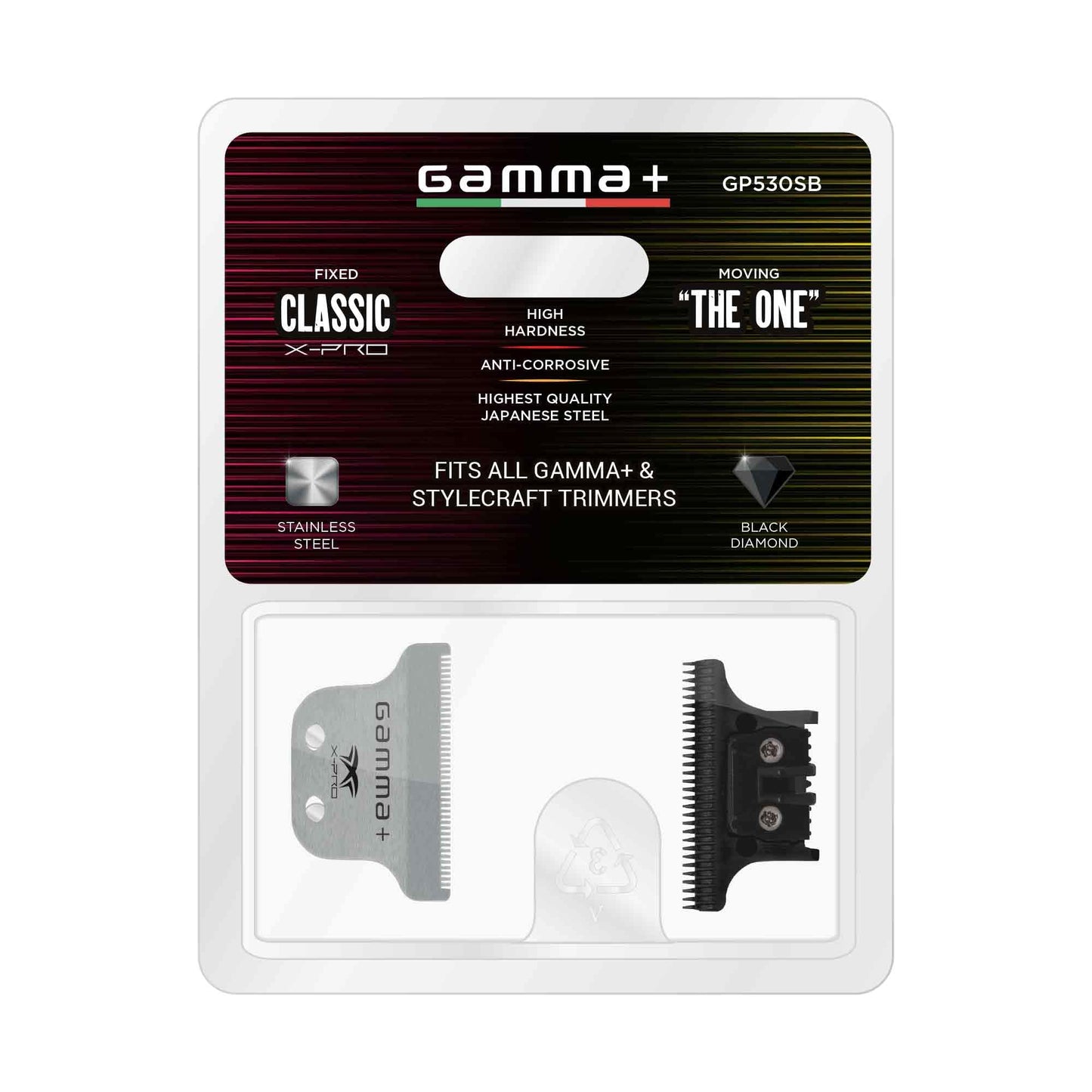 GAMMA+ Replacement Fixed Classic X-Pro Blade Stainless Steel with Black Diamond Carbon DLC The One Cutting Trimmer Blade Set Beauty and Personal Care GAMMA+