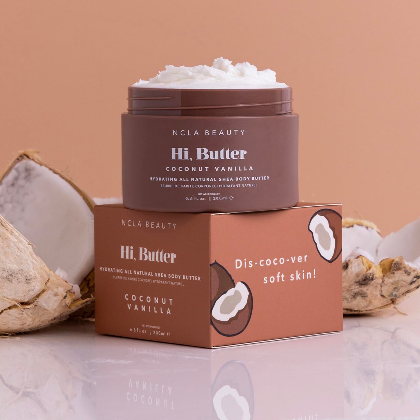 NCLA BEAUTY Hi Butter All Natural Body Butter - Body Moisturizer with Sunflower Oil and Shea, Cocoa, Mango Extracts - Coconut Vanilla - 6.8 oz Beauty & Personal Care NCLA BEAUTY