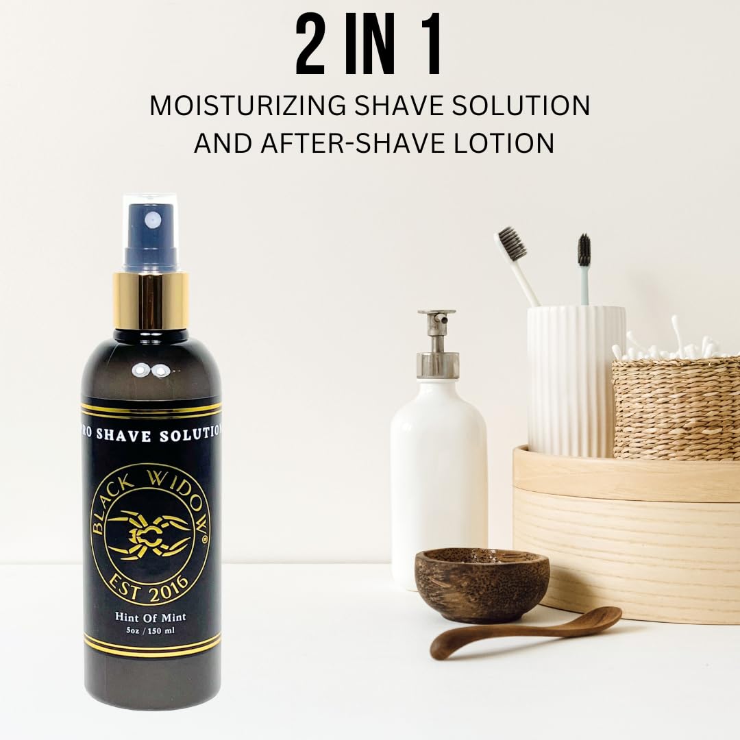 Black Widow Pro Shave Solution - No-Mess Shave Spray Lotion with Hint of Mint, Hydrating Slick Shaving Lotion for Men & Women, Reduces Razor Burn Beauty and Personal Care BLACK WIDOW