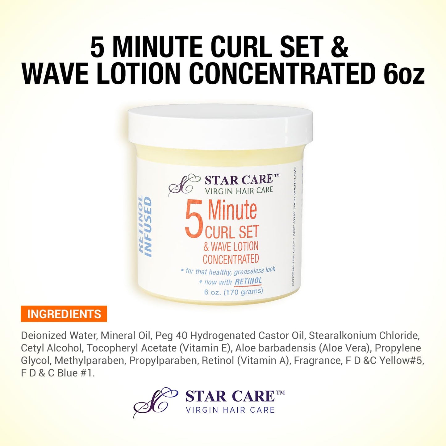 STAR CARE 5 Minute Curl Set & Wave Lotion concentrated with Retinol, Adds Sheen, Repairs & Moisturizes, Ideal for Hairpieces, Braids & Perms 6oz/170g Beauty & Personal Care STAR CARE