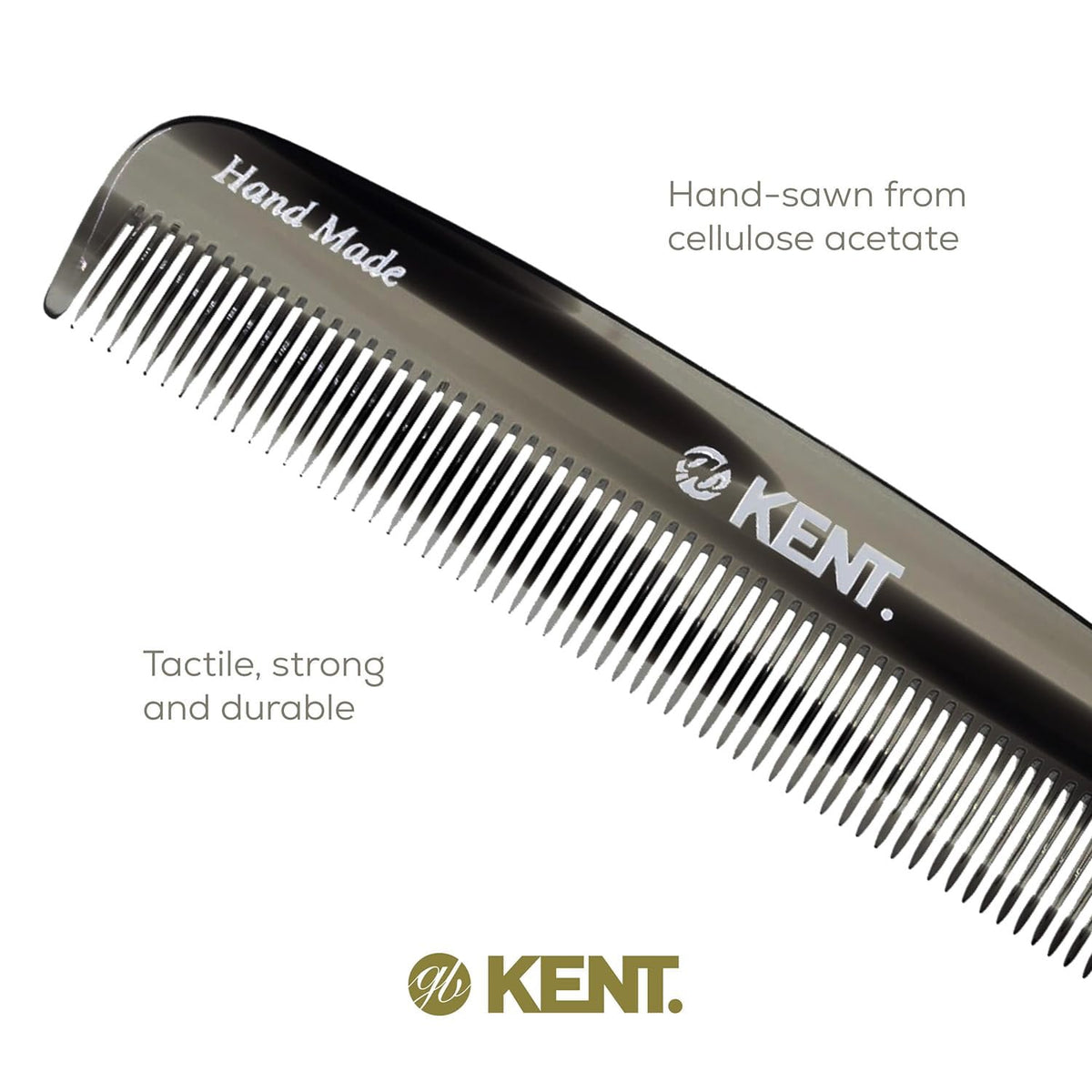 Kent 7T Black Graphite All Fine Tooth Pocket Comb for Men - Handmade Hair Comb for Men for Everyday Grooming and Styling - Travel Comb for Hair Care,