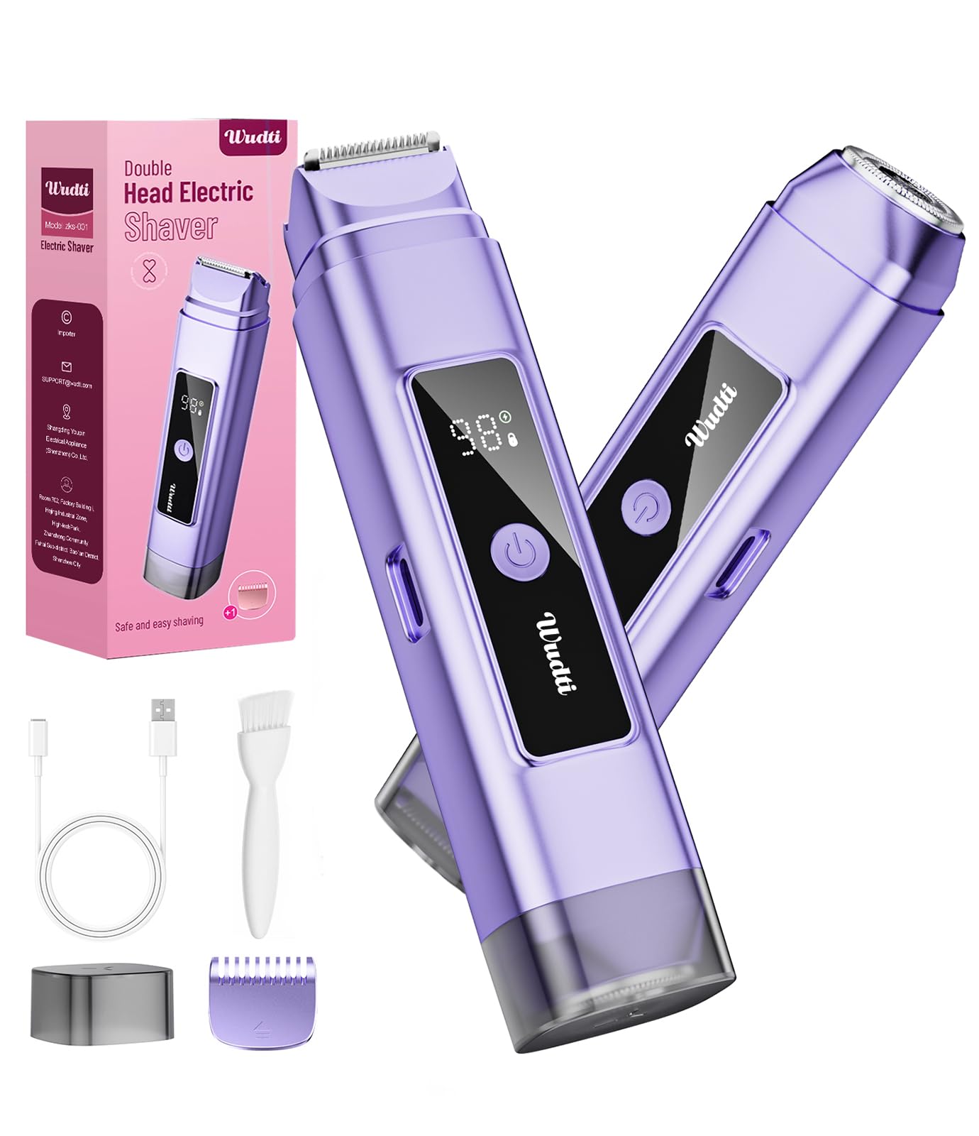 Dynooper Electric Bikini Trimmer for Women: IPX7 Waterproof Dual Head Cordless Electric Shaver for Women with LED Display & 0.5mm Ceramic Blades Beauty and Personal Care Dynooper
