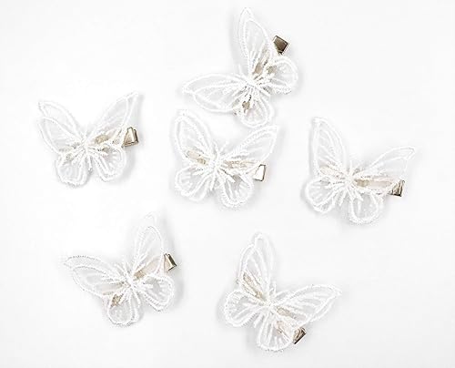 Ruwado 6 Pcs Butterfly Hair Clips Lace White Soft 3D Metal Cute Hair Accessories Alligator Clips Pins for Women Girls Wedding Theme Parties Favor Beauty & Personal Care Ruwado