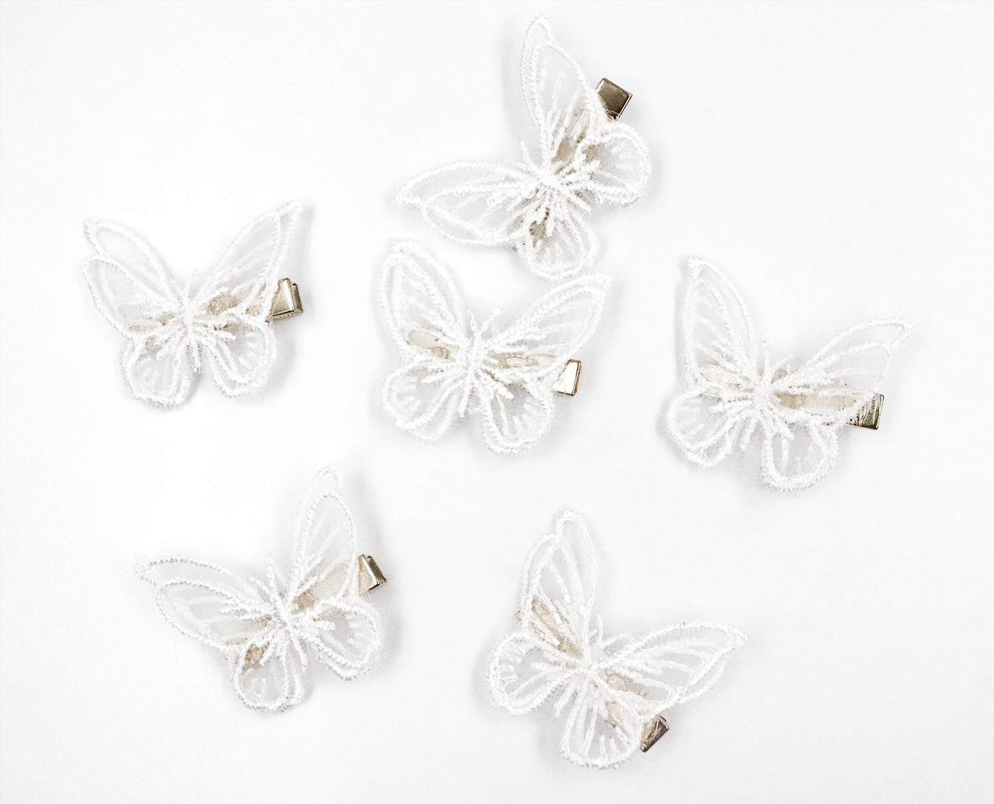 Ruwado 6 Pcs Butterfly Hair Clips Lace White Soft 3D Metal Cute Hair Accessories Alligator Clips Pins for Women Girls Wedding Theme Parties Favor Beauty & Personal Care Ruwado