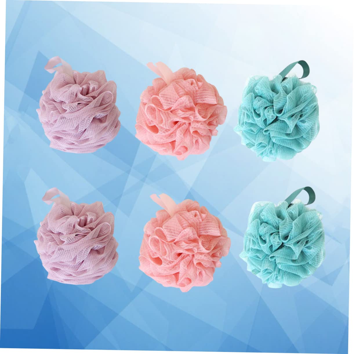 MUCKLILY 6Pcs Bath Ball Set Bubble Making Bath Puff Exfoliating Shower Sponge for Adults Soft Flowers in Purple Blue and Pink Beauty and Personal Care MUCKLILY