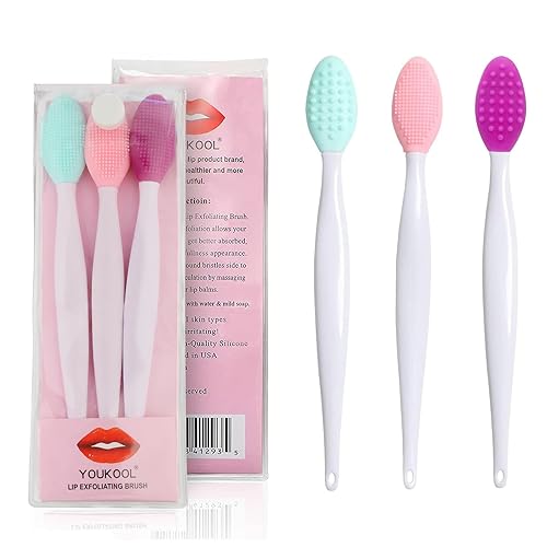 Lip Scrub Brush,Lip Scrubber Exfoliator,Double-Sided Silicone Exfoliating Tool,Gentle Lip Exfoliator Scrubber Brush for Smooth,Soft,Bright,and Healthy Beauty & Personal Care YOUKOOL