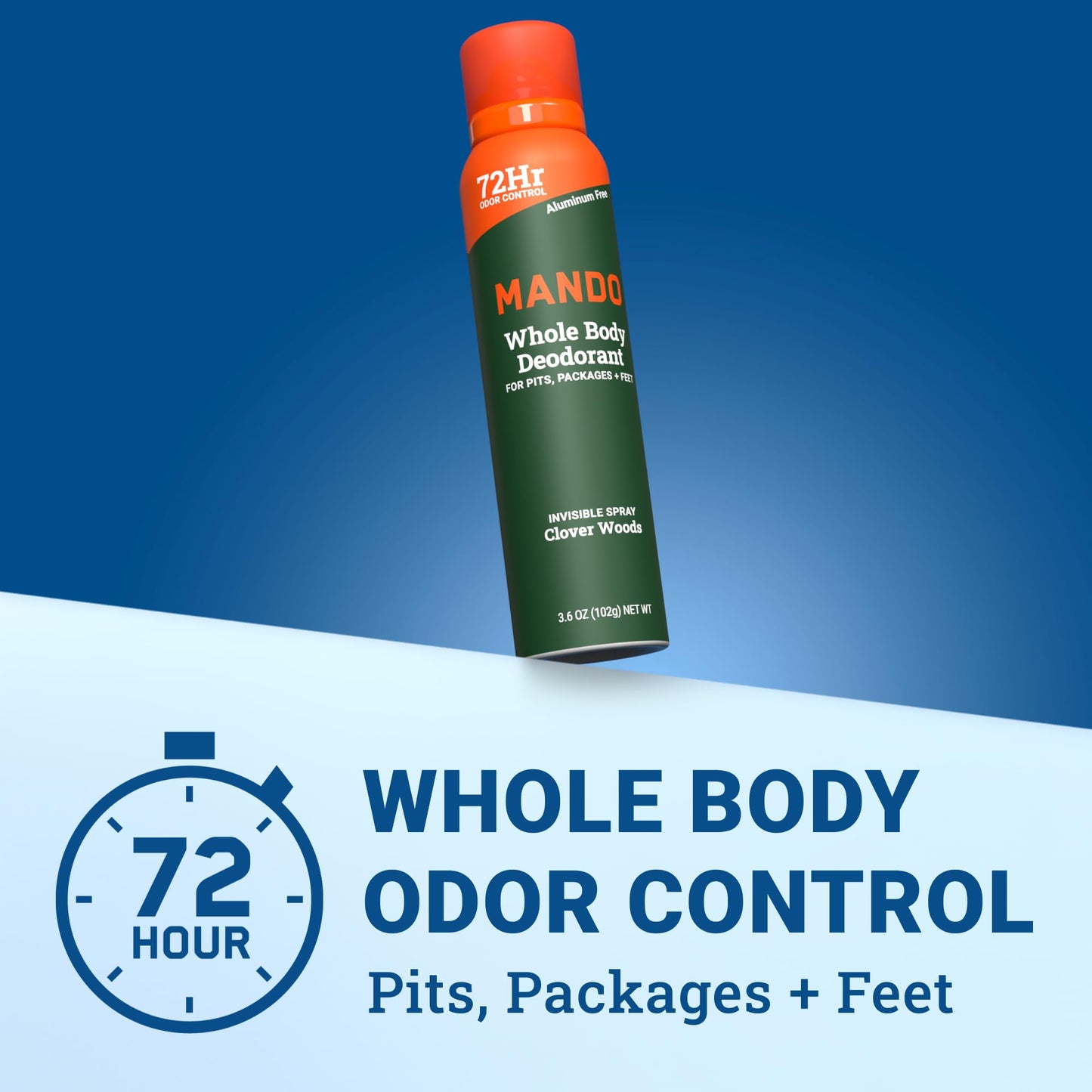 Mando Whole Body Deodorant For Men - Invisible Spray Deodorant - 72 Hour Odor Control - Low Irritation Formula - Aluminum Free, Benzene Free - 3.6 Beauty and Personal Care Mando