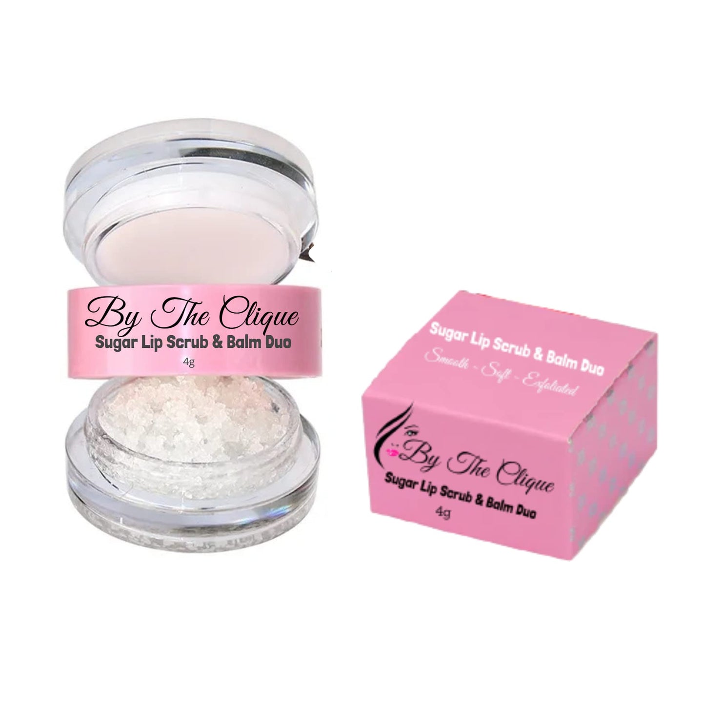 By The Clique Premium 2 in Exfoliating Sugar Lip Scrub and Smoothing Safflower Oil Infused Lip Balm Duo - All Natural Ingredients - Vegan, Gluten Free Beauty and Personal Care By The Clique