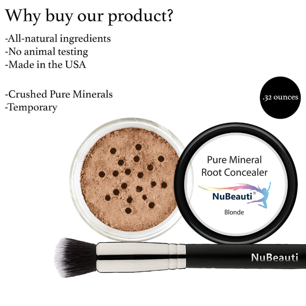 Root Touch Up and Concealer Powder - 11 True-to-Nature Shades - Zero Fragrance, Talc or Parabens - Hairline Powder With Brush by NuBeauti (Blonde) Beauty & Personal Care NuBeauti