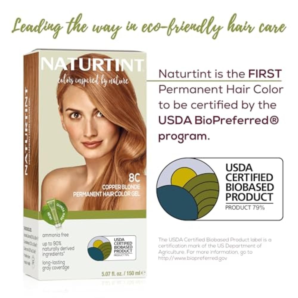 Naturtint 8C Copper Blonde Permanent Hair Color (Pack of 1), Ammonia Free, Vegan, Cruelty Free, up to 100% Gray Coverage, Long Lasting Results Beauty & Personal Care Naturtint