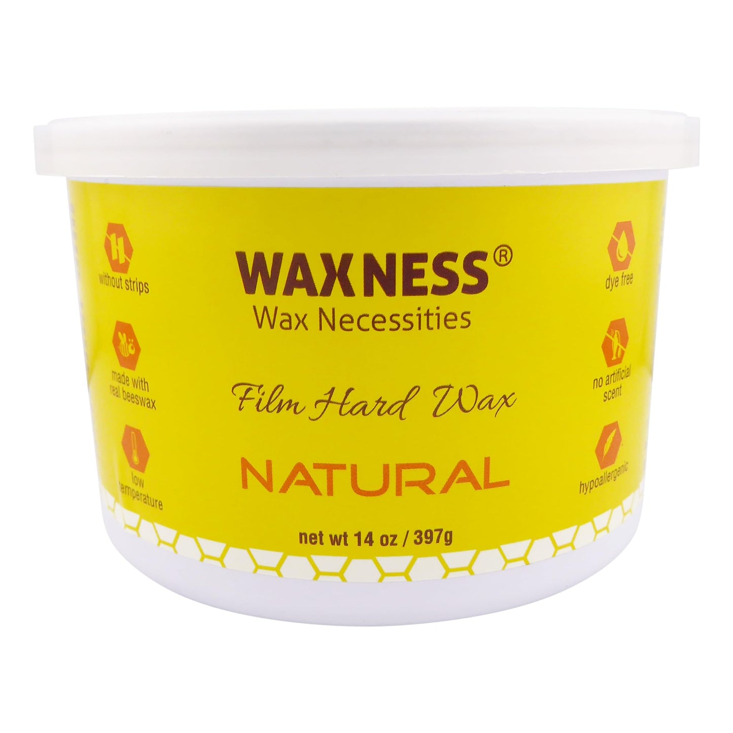 Waxness Film Hard Wax Tin Natural 14 oz (400 g) - Stripless Professional Hard Wax with Natural Resin Base for Face & Body - Made in Italy Beauty and Personal Care Waxness