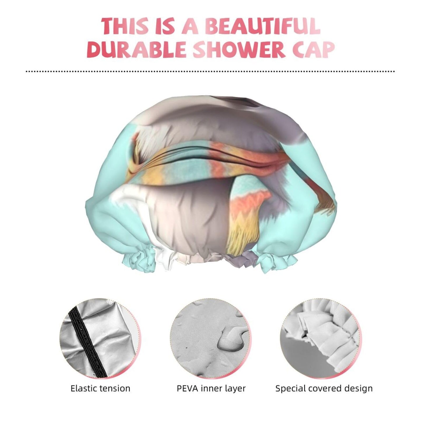 Funny Cartoon Llama Shower Cap for Women Men Large Reusable Shower Bonnet Double-Layer Waterproof Bath Caps Elastic Band Hair Hat for All Hairstyles Beauty and Personal Care BWLHJKE