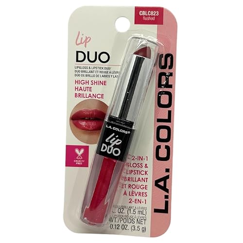 LA Colors Lip Gloss & Lipstick Duo, Moisturizes lips with natural color & high Shine, BLC823 Flushed Beauty & Personal Care L.A. COLORS