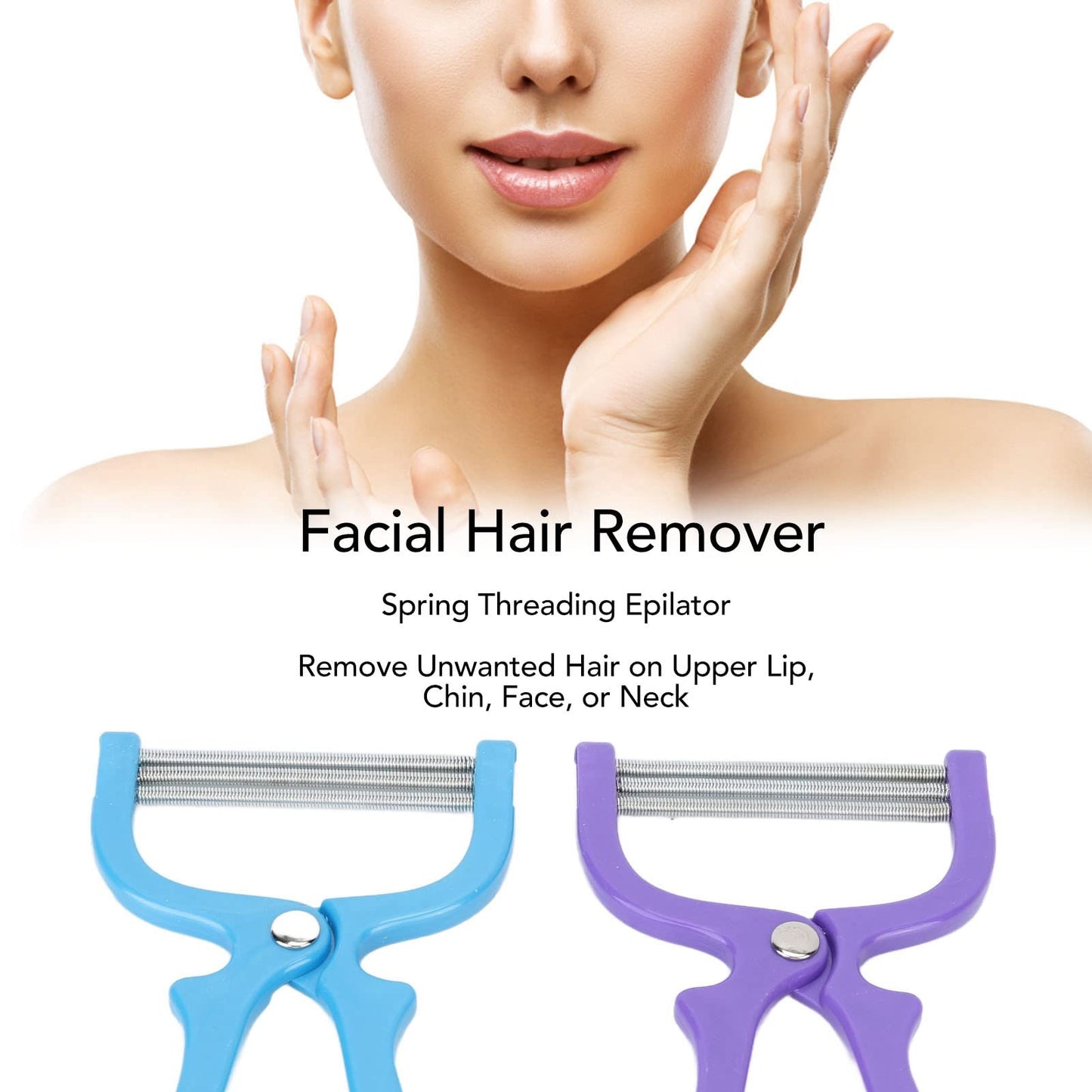 ZJchao 2pcs Spring Hair Remover, Stainless Steel Face Epilator Spring Threading for Women Face, Chin Hair, Upper Lip Hair, Mustache Beauty and Personal Care ZJchao