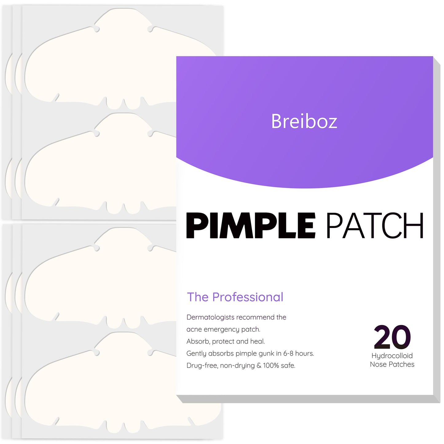 Breiboz Pimple Patches for Nose, Nose Pore Patches, XL Hydrocolloid Acne Patches Cover Zit Blemishes & Absorb Oil with Tea Tree, Salicylic Acid & Cica Beauty & Personal Care Breiboz