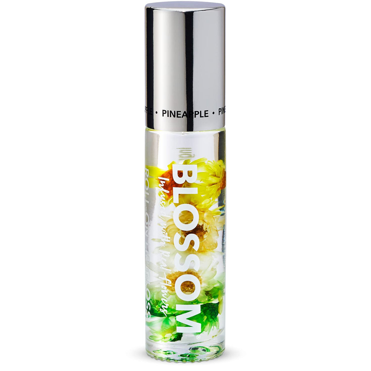 Blossom Roll on Lip Gloss, Scented Clear High Shine Moisturizing Lip Oil, Non Sticky, Infused with Real Flowers, Made in USA, 0.2oz, Pineapple Beauty & Personal Care Blossom