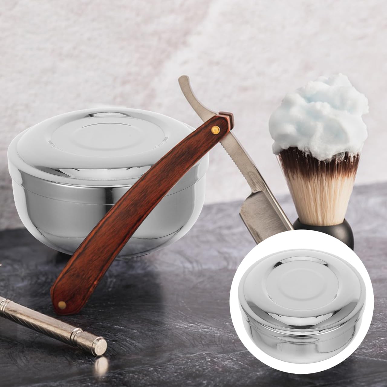 OUNONA Shaving Bowl with Lid Shaving Scuttle Mug for Men Shave Soap Bowl for Creating Lather 4.33 X 4.33 X 2.16 in Travel Grooming Accessory for Home Beauty and Personal Care OUNONA