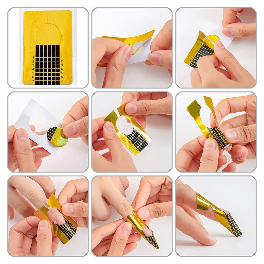 Beuniar 500Pcs Nail Extension Forms Guide Stickers UV Gel Nails Art Form Shaper Acrylic French DIY Tool Manicure Design Beauty & Personal Care Beuniar