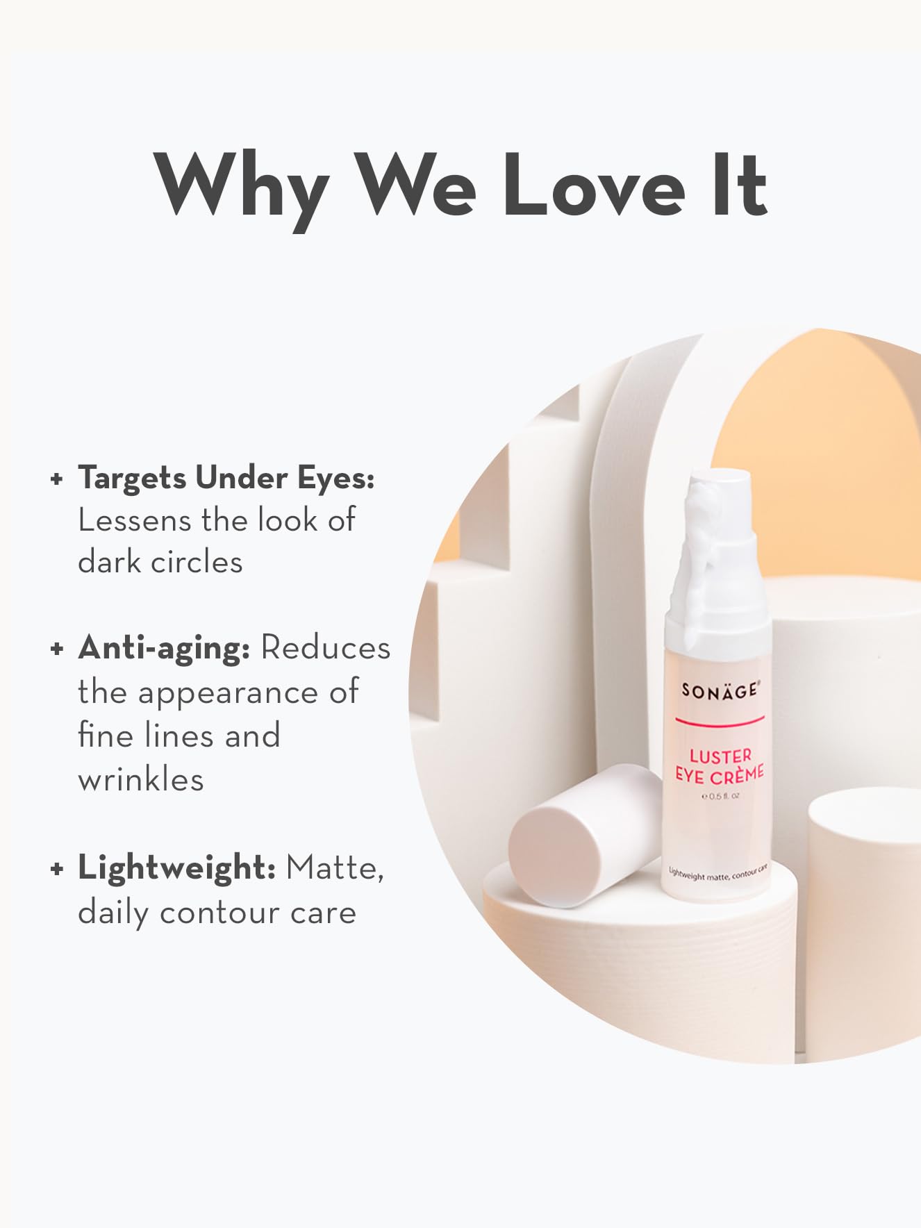 SONAGE Luster Eye Cream: Targets Dark Circles, Wrinkles & Puffiness | Vegan Collagen Formula Beauty & Personal Care SONAGE