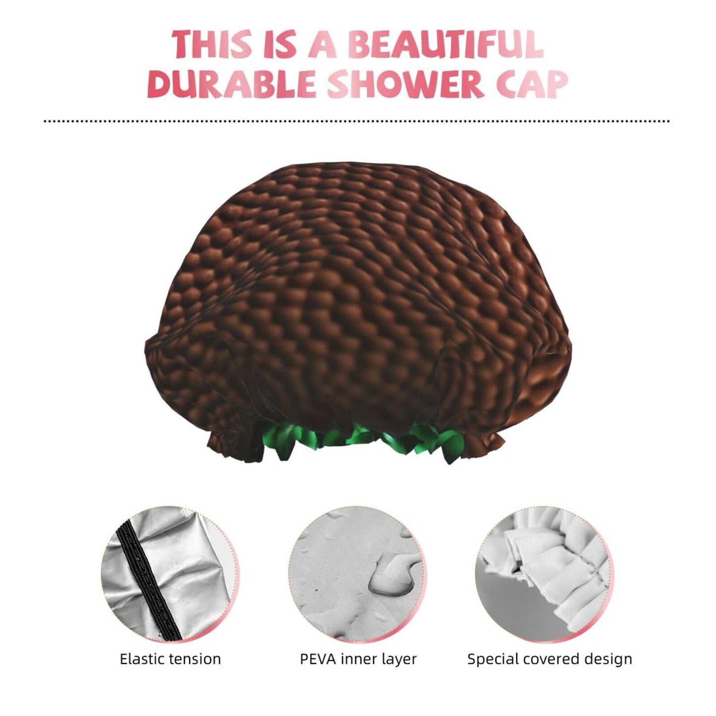 American Football Laces Shower Cap for Women Men Large Reusable Shower Bonnet Double-Layer Waterproof Bath Caps Elastic Band Hair Hat for All Beauty and Personal Care BWLHJKE
