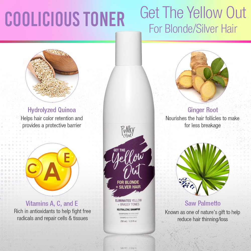 Punky Colour 3-in-1 Color Depositing Hair Cleanser & Conditioner - Tones & Refreshes Color, Sulfate-Free, 8.5 fl oz. (Yellow Out) Beauty & Personal Care Punky