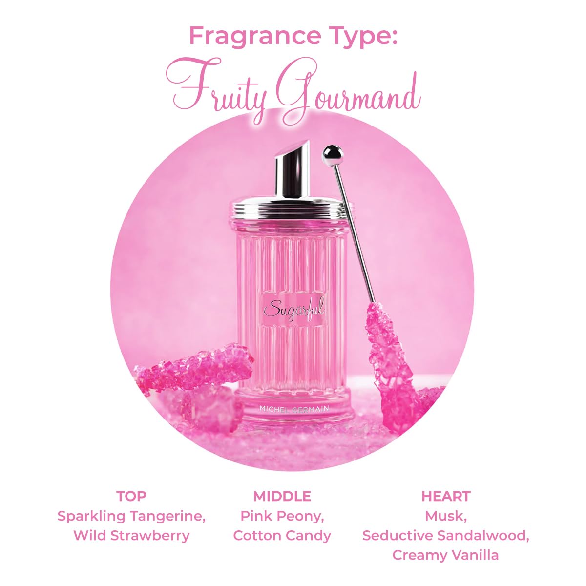 Michel Germain Sugarful Eau de Parfum Fragrance Spray, Top Notes of Sparkling Tangerine & Wild Strawberry, Playful Pink Cotton Candy, Light Scent Beauty & Personal Care Michel Germain