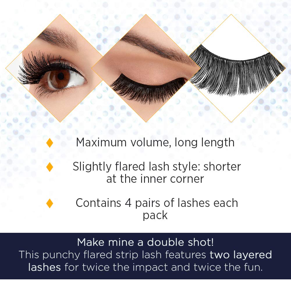 Ardell False Eyelashes Double Up 204 - Dramatic Volume & Length Strip Lashes, Synthetic Fiber Reusable Fake Lashes 1 Pack