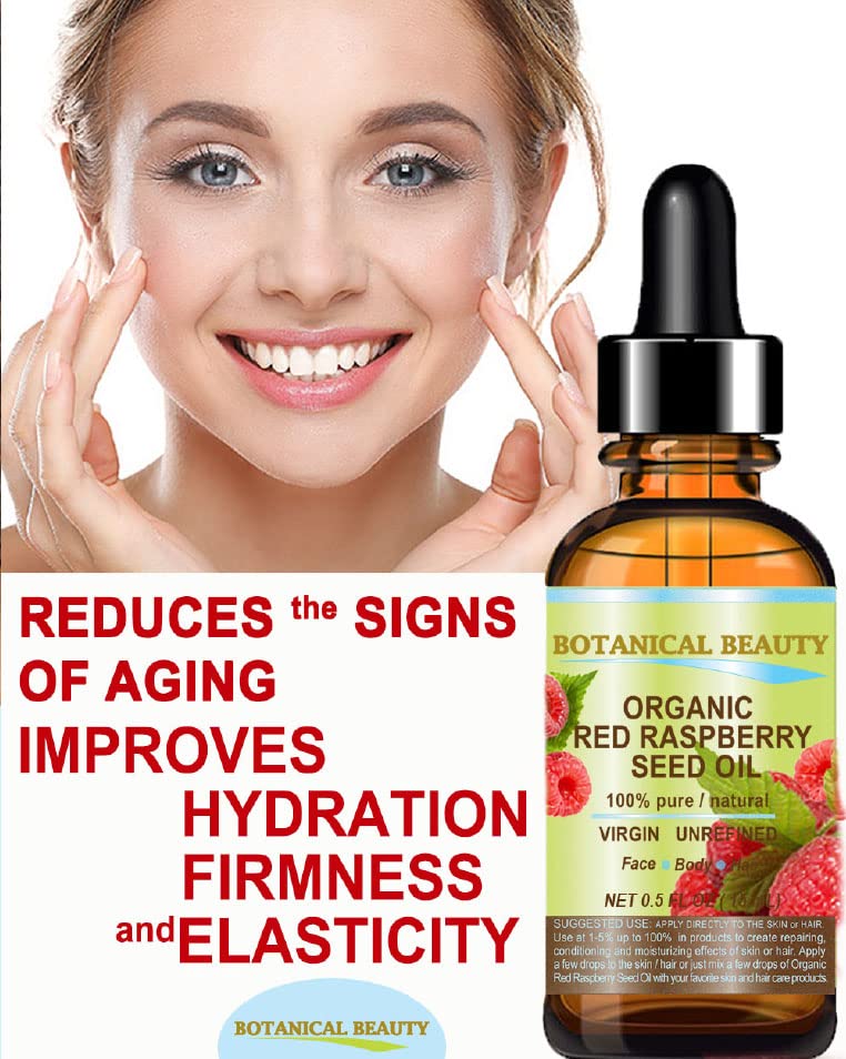 Botanical Beauty Organic RED RASPBERRY SEED OIL 100% Pure Natural Undiluted Virgin Unrefined Cold Pressed Carrier Oil for Face, Skin, Hair, Lip, Nails Beauty & Personal Care Botanical Beauty
