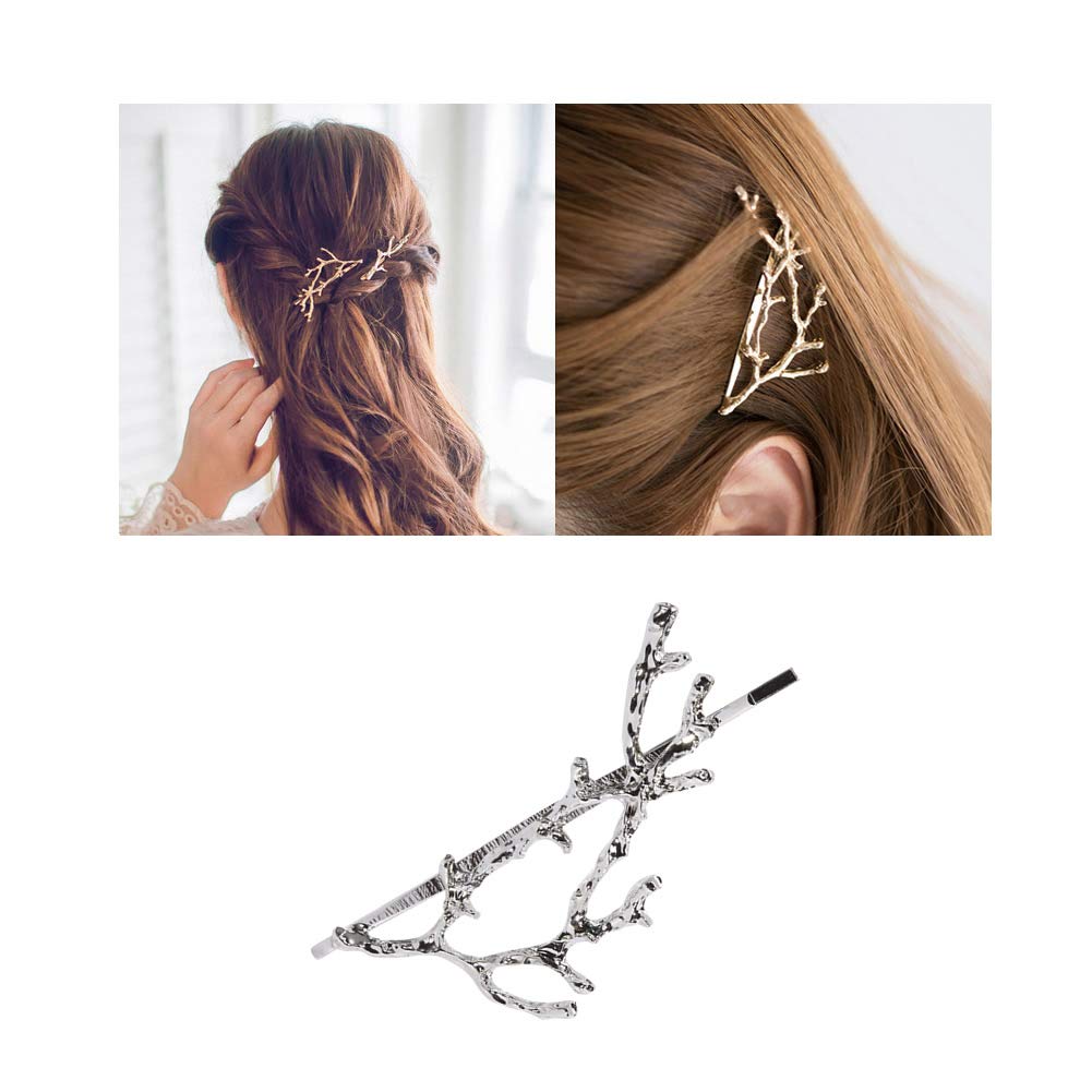 Lawie 12 Pack Silver Vintage Retro Geometric Metal Pearl Crystal Rhinestone Branch Leaf Hair Clips Snap Barrettes Claw Clamps U Shaped Wedding Party Beauty & Personal Care Lawie