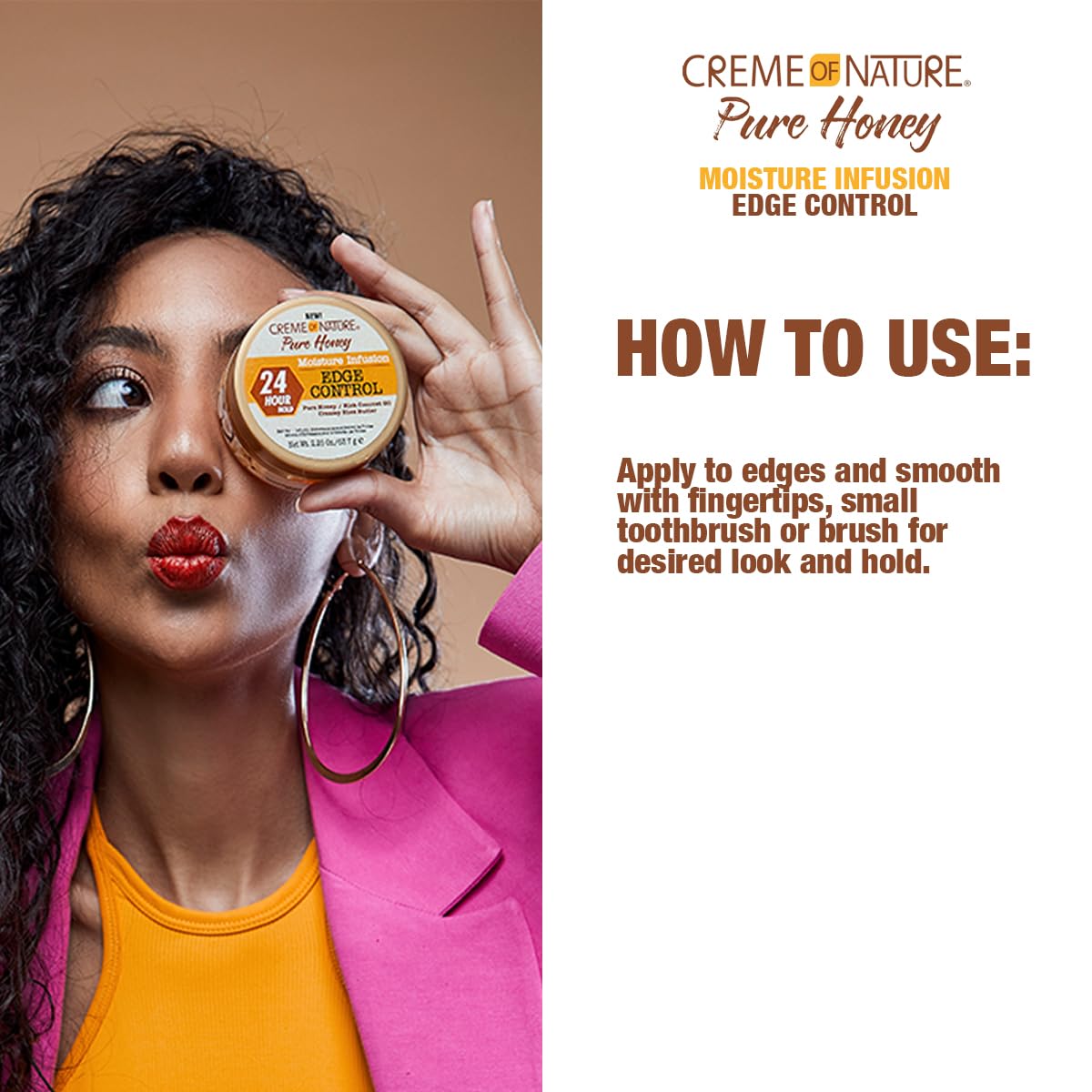 Creme of Nature Pure Honey Moisture Infusion Edge Control, 24-Hour Hold for Sleek Styles, Non-Flaking, Non-Greasy Formula, Stocking Stuffer for Her Beauty & Personal Care Creme of Nature