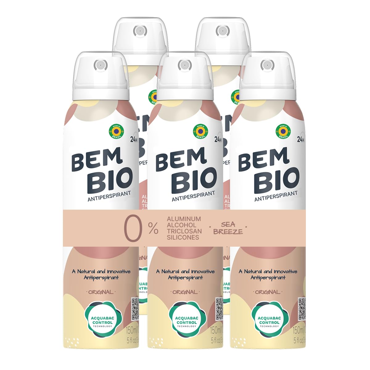 Bem Bio Original Biotranspirant Deodorant, Natural, Aluminum-Free, Vegan, 24-Hour Protection, 150ml (5.07 fl oz) Beauty and Personal Care BEM BIO