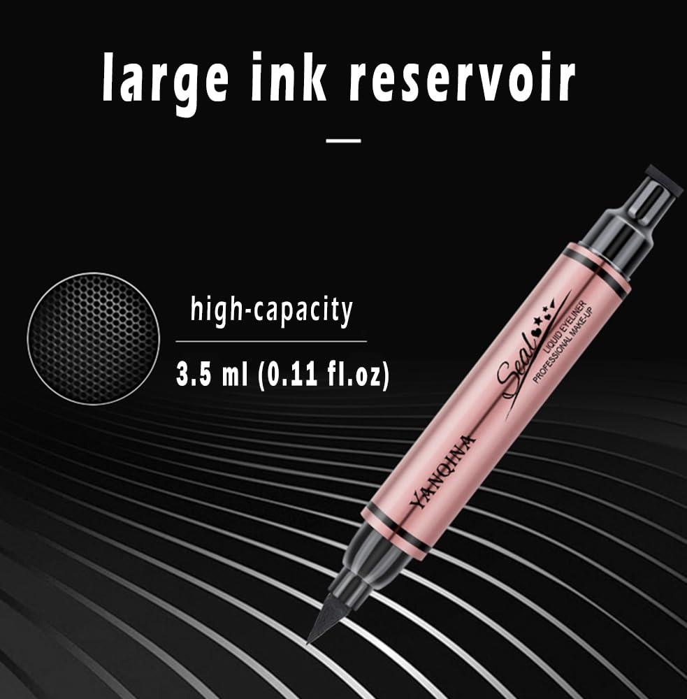 Jumbo Dual Ended Eyeliner, High-Capacity Liquid Black Winged Cat Eye Stamp & Liner Pen, Waterproof Makeup Tool for Women Beauty & Personal Care Linble