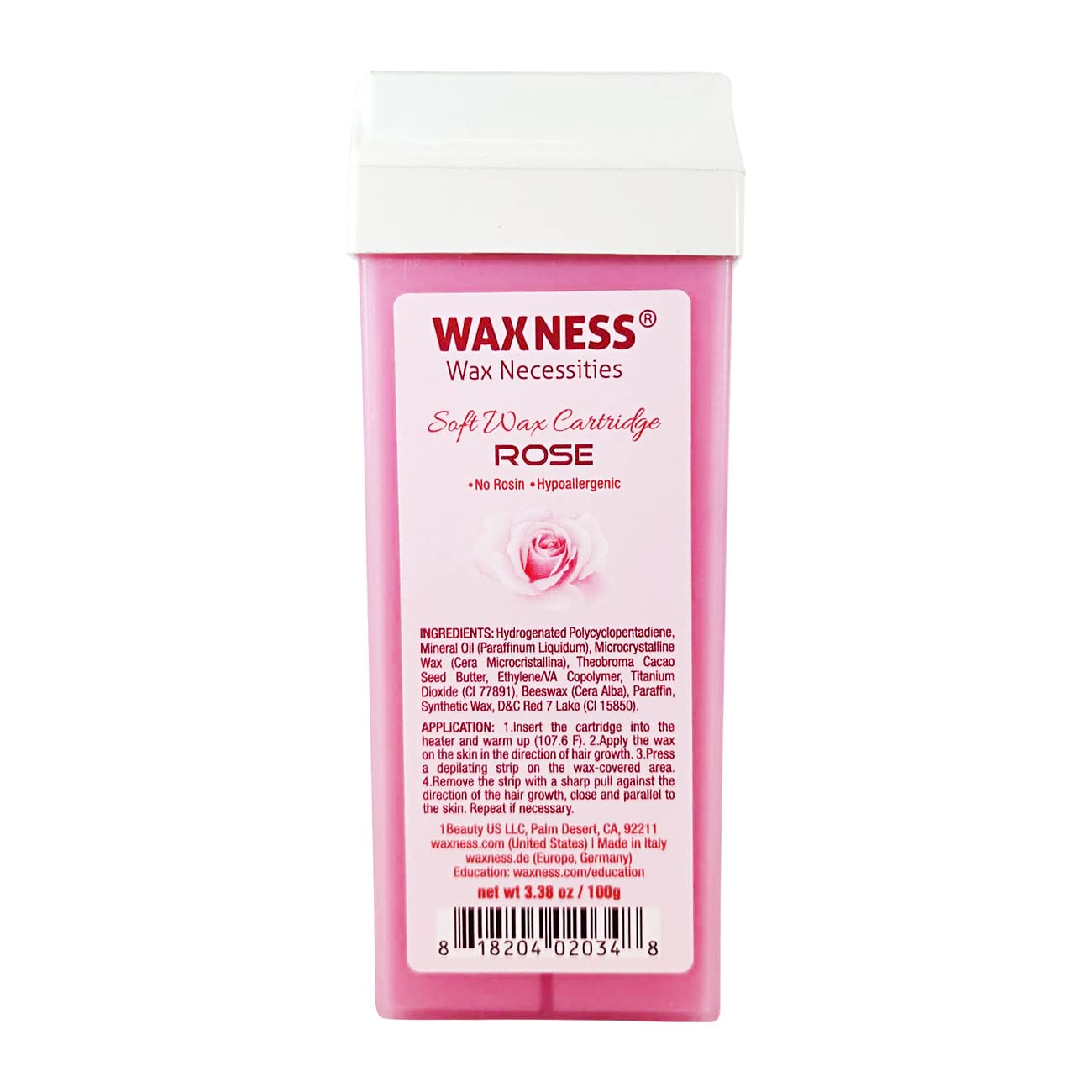 Waxness Soft Wax Cartridge Rose - Pack of 6 × 3.38 oz (96 g) - Professional Strip Wax Roll-On for Face & Body - Made in Italy Beauty and Personal Care Waxness