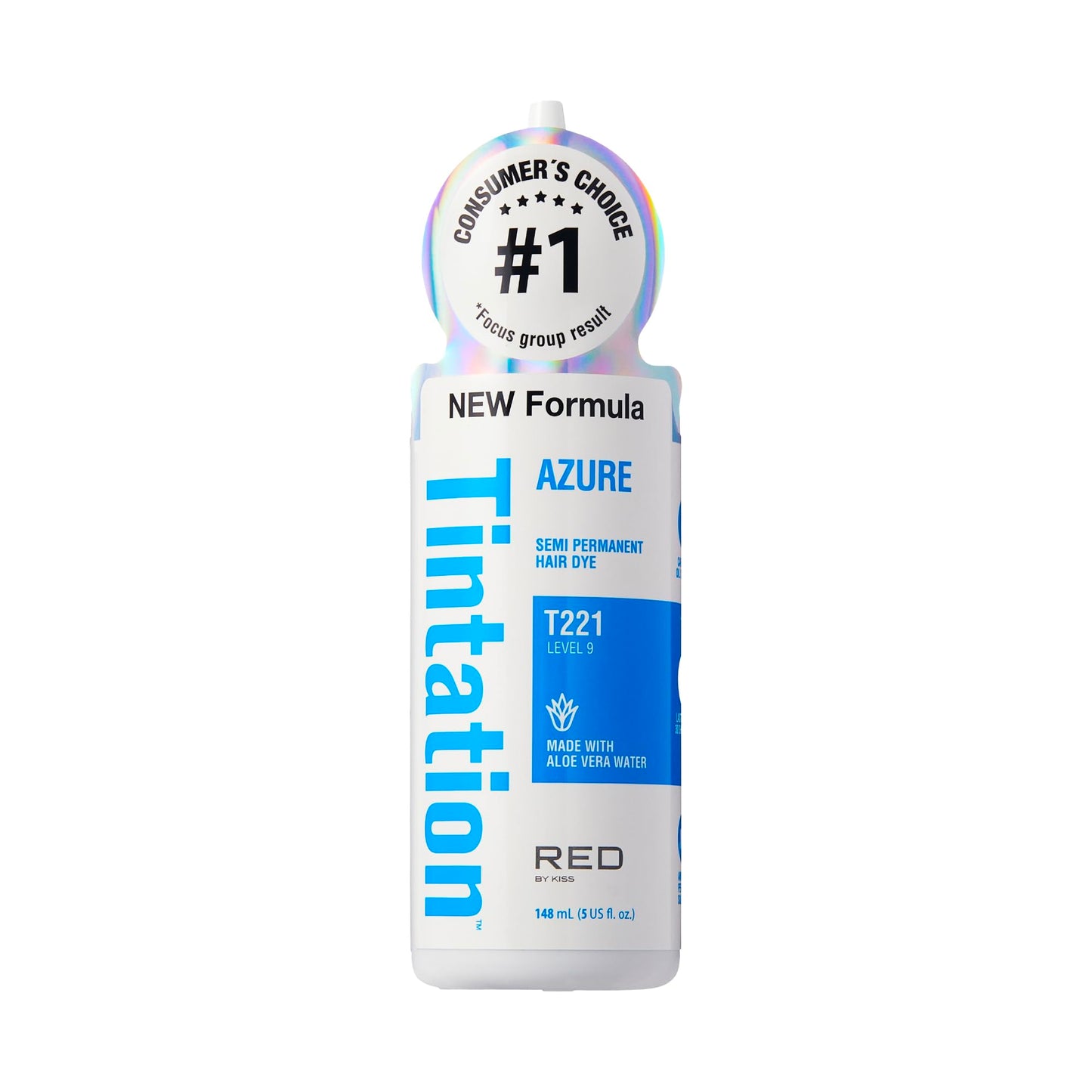 Red by Kiss Tintation Semi-Permanent Hair Color, Aloe Vera Water Based, Argan Oil, Olive Oil, Collagen & Keratin, Long-Lasting Color Dye (Azure, 5 Fl Beauty & Personal Care Red By Kiss