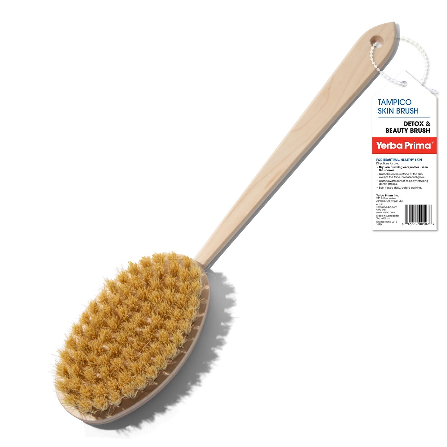 Yerba Prima Tampico Skin Brush (Pack of 1) - Natural Vegetable Fiber Bristles for Dry Skin Brushing Beauty & Personal Care Yerba Prima