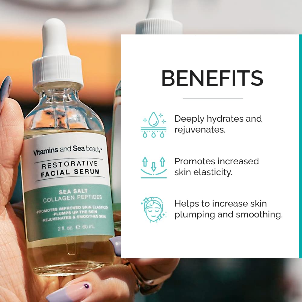 Vitamins and Sea Beauty Sea Salt and Collagen Peptides Serum, Anti-Aging Firming, Plumping, Smoothing Face Serum for Fine Lines and Wrinkles, Sagging Beauty & Personal Care VITAMINS AND SEA BEAUTY