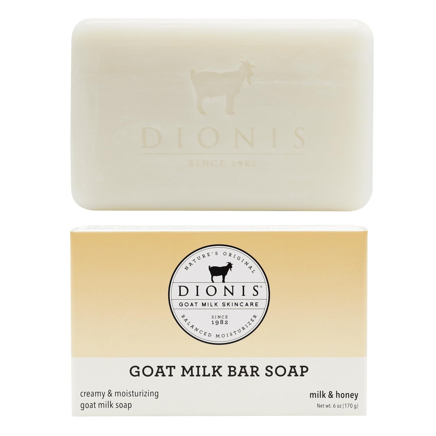 Dionis Goat Milk Skincare 6oz Milk & Honey Scented Hand & Body Bar Soap - Moisturize, Restore, for All Skin Types, Non Greasy, No Residue - Cruelty Beauty & Personal Care Dionis