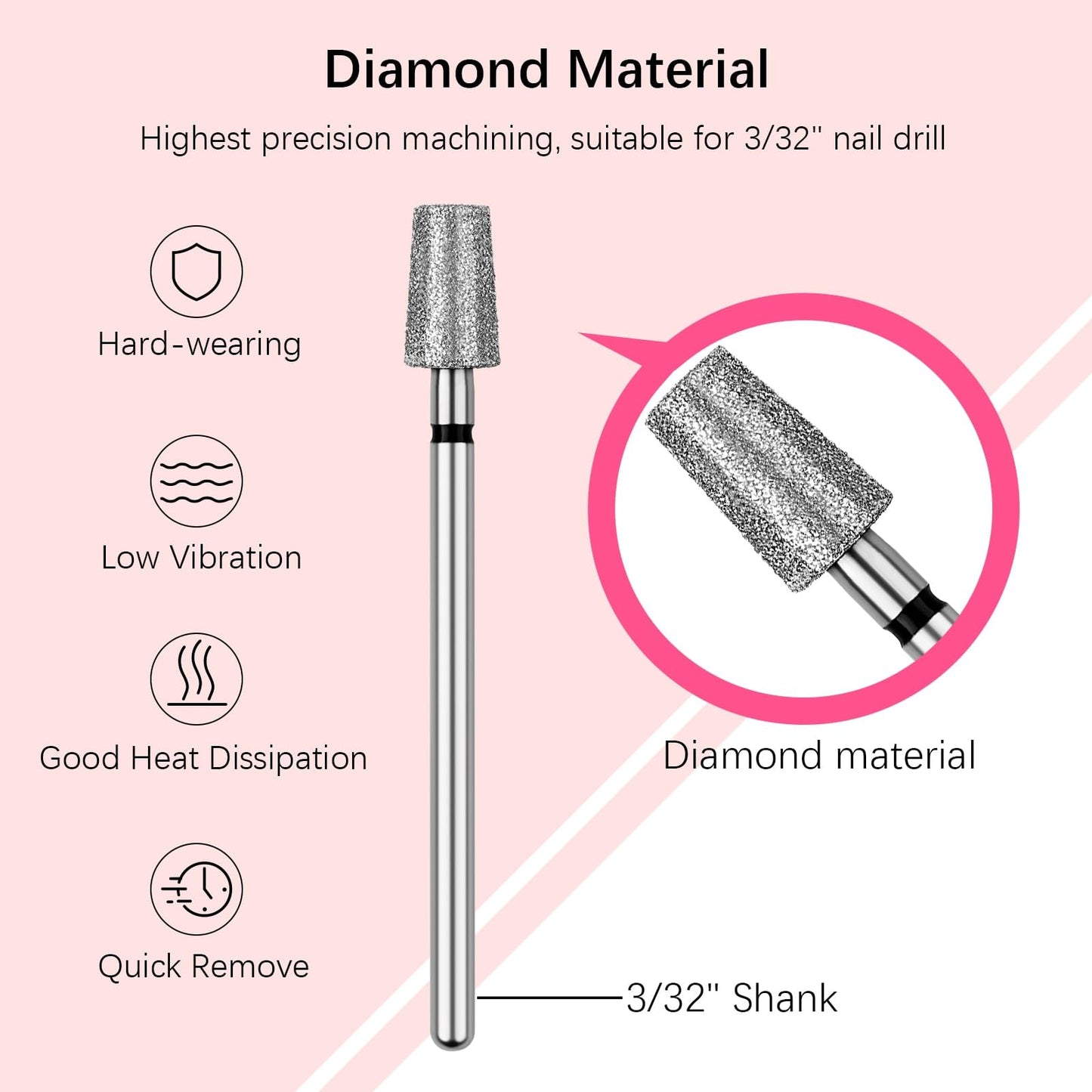 Rolybag Cuticle Nail Drill Bits Tapered Barrel Cuticle Drill Bit for Nail Diamond Drill Bits 3/32” Professional Safety Cuticle Clean Drill Beauty & Personal Care Rolybag