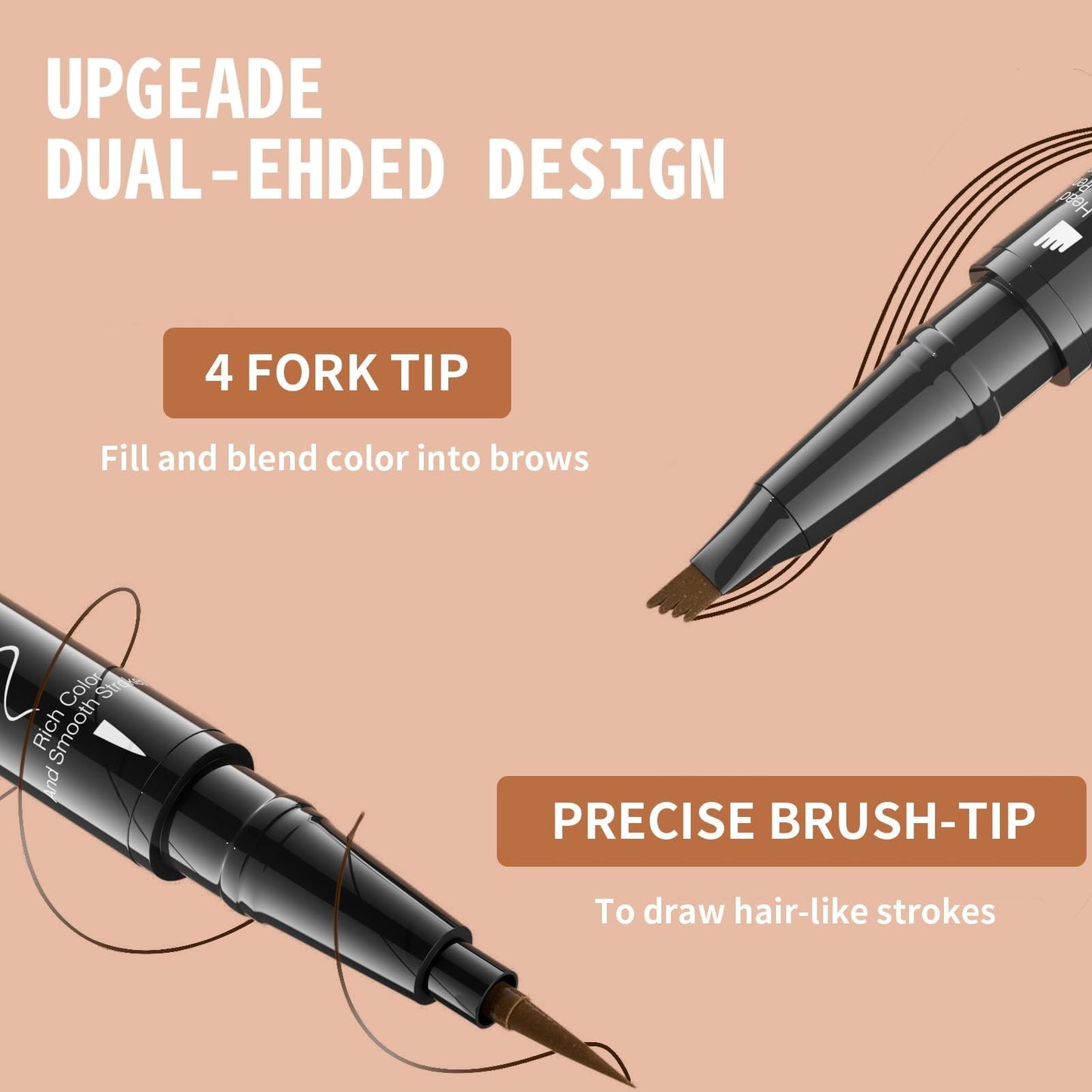 Eyebrow Pen, 2-in-1 Dual-Ended Microblading Eyebrow Pencil, Magical Faux Brow Pen with 4-Fork-Tip & Precise Brush-Tip Create Natural Hair-Like Brow… Beauty & Personal Care Hadsow